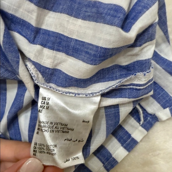 Style & Co Blue and White Striped Blouse M - Picture 4 of 4